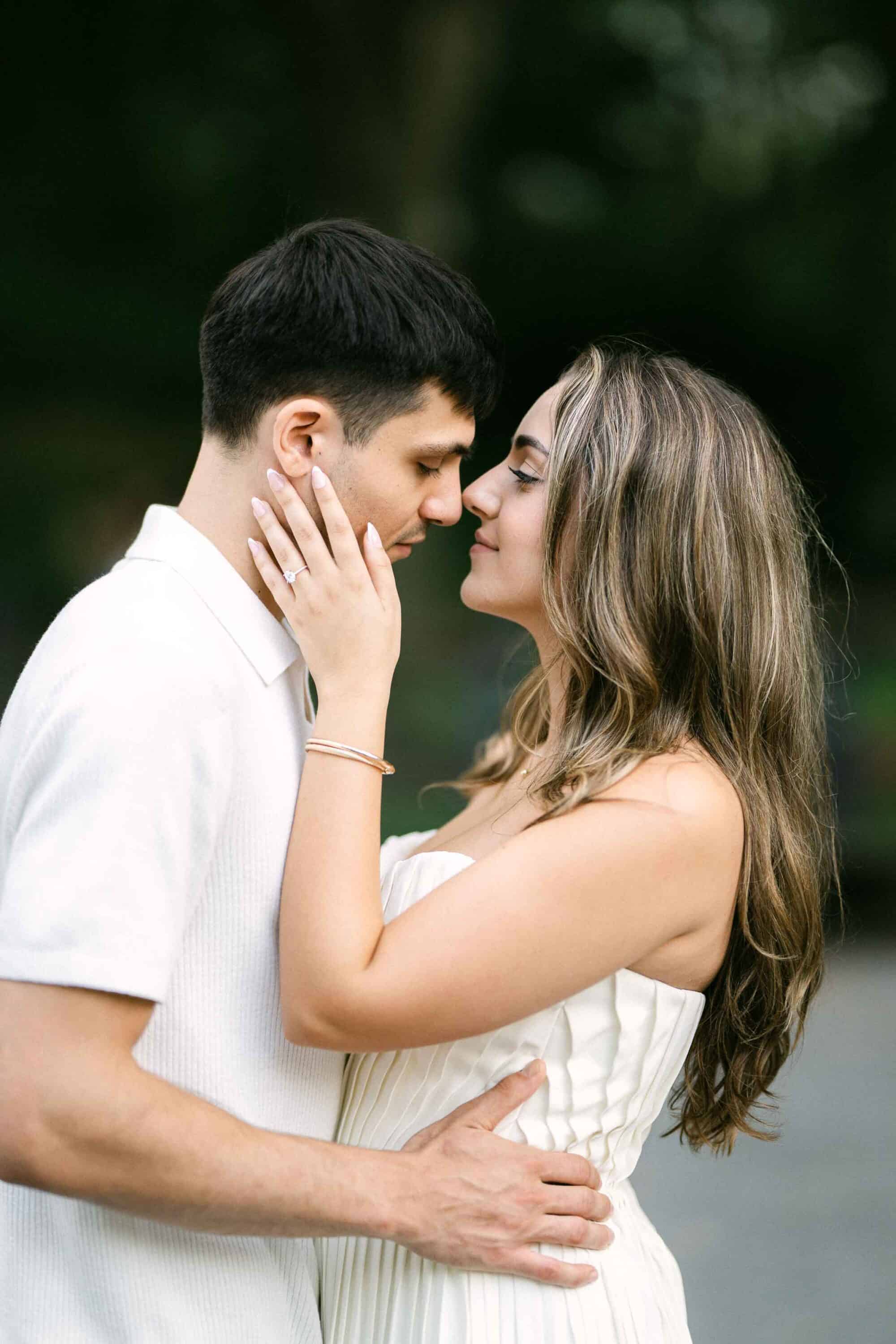 Documentary Central Park engagement session, Celena and Cameron laughing together