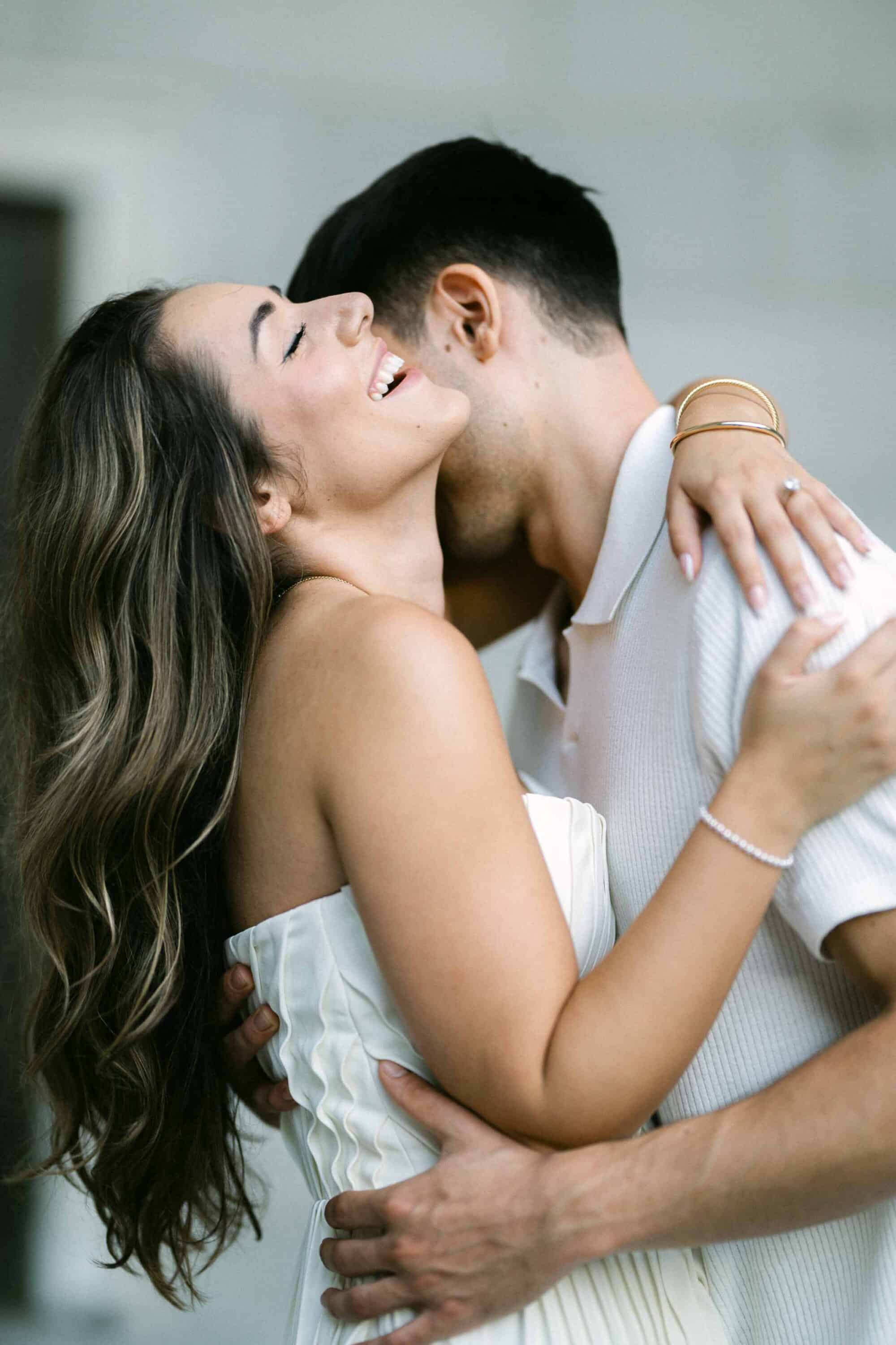 Celena and Cameron sharing a quiet moment during their Central Park engagement session