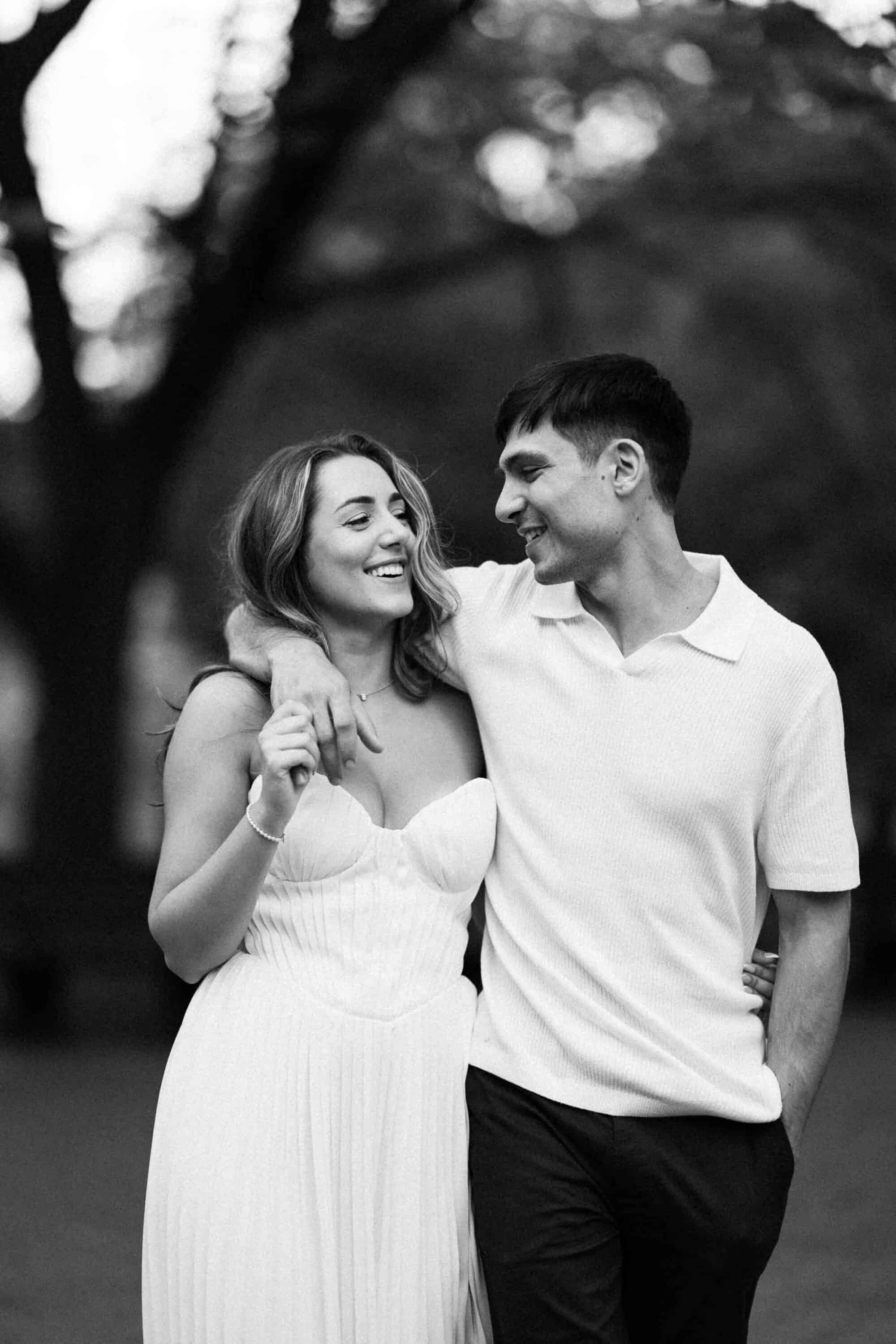 Celena and Cameron sharing a quiet moment during their Central Park engagement session