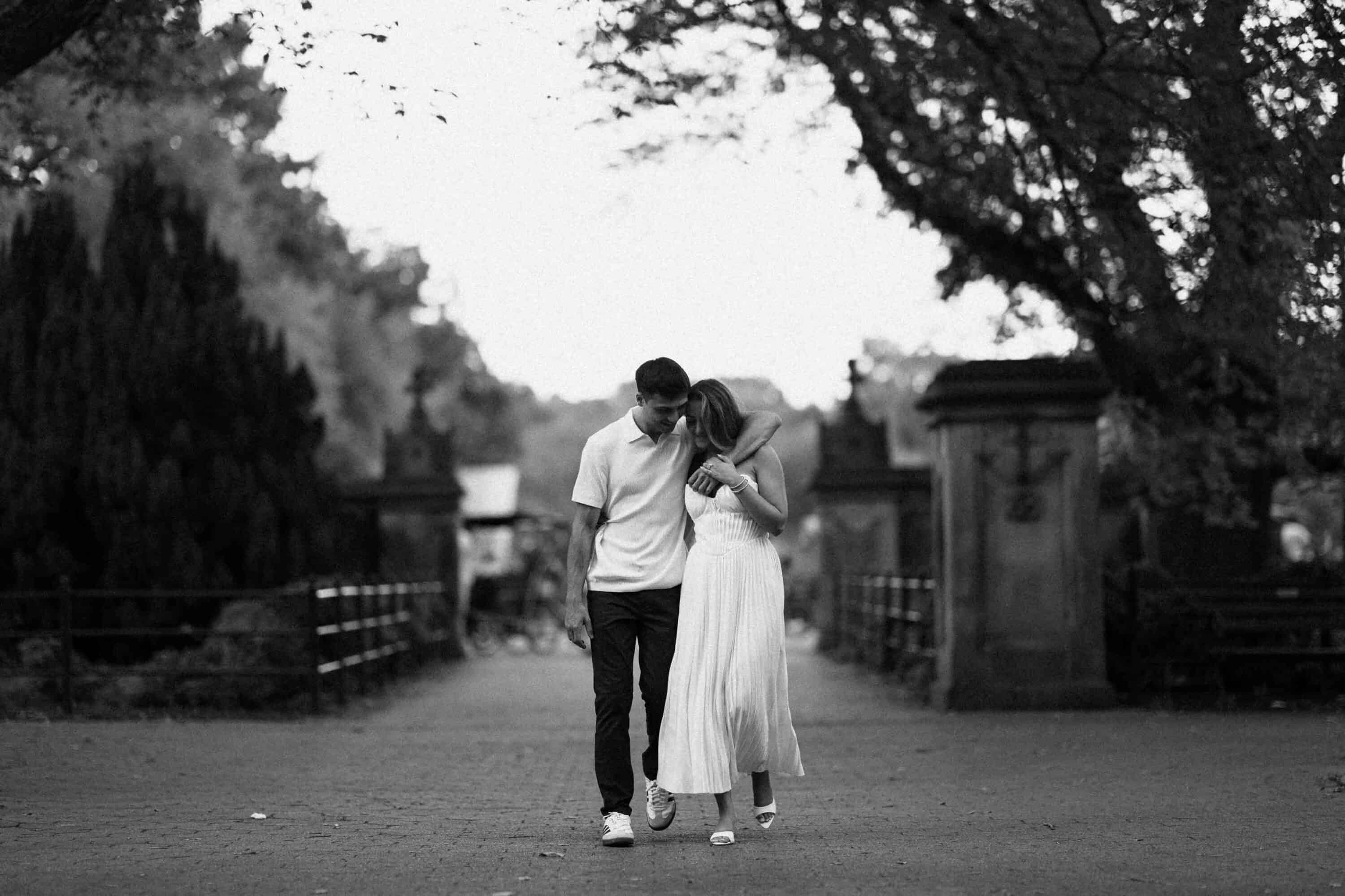 Documentary Central Park engagement session, Celena and Cameron laughing together