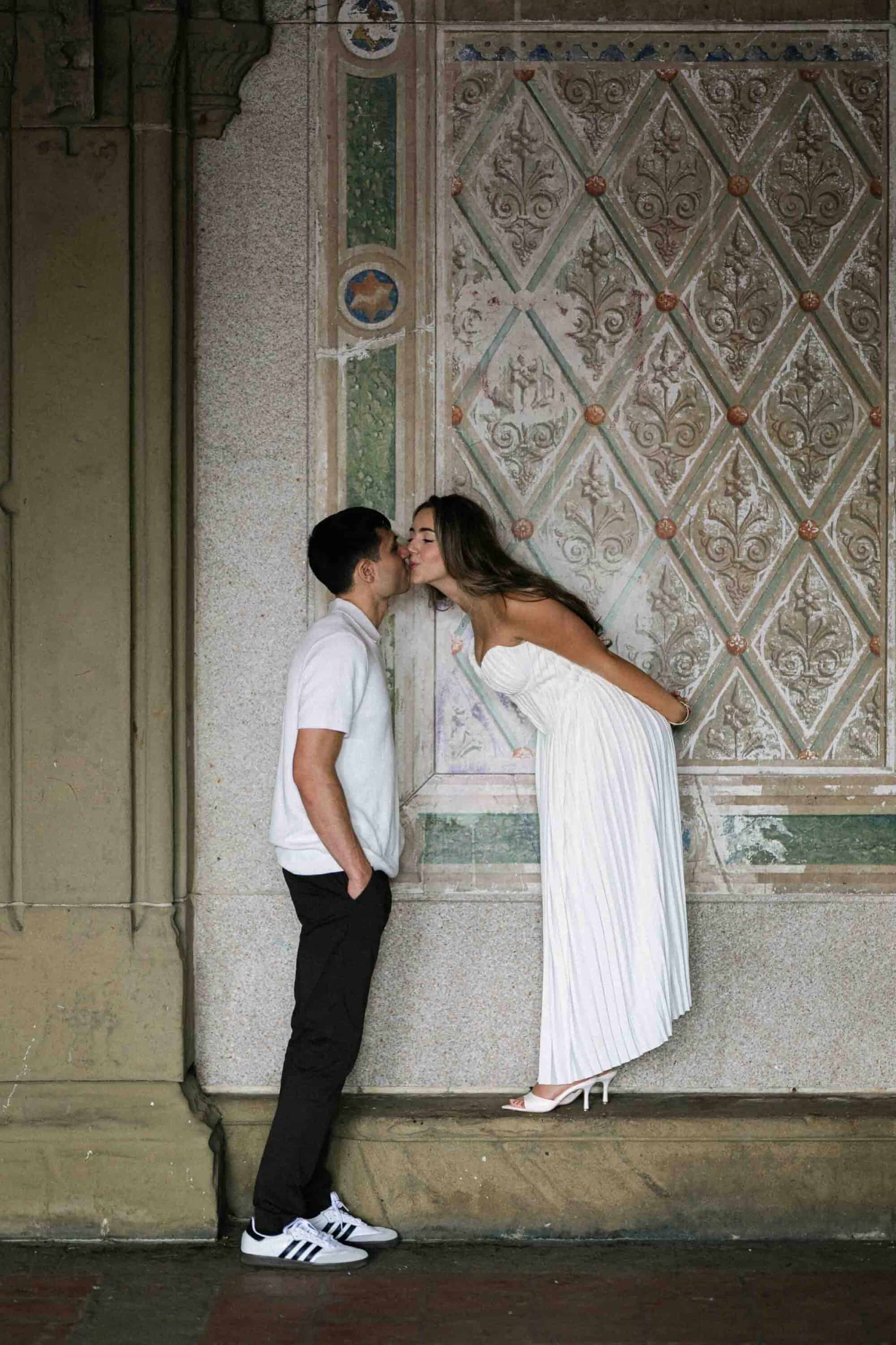 Documentary Central Park engagement session, Celena and Cameron laughing together